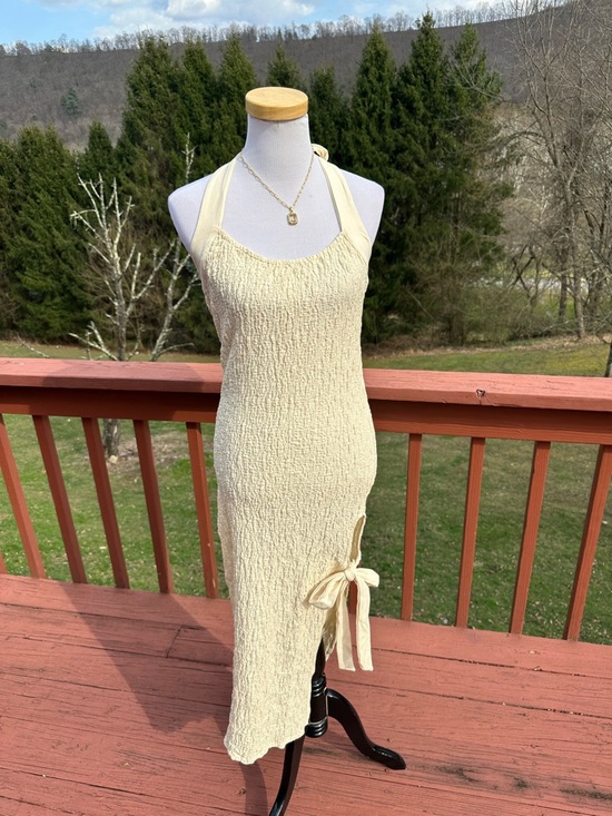 Free People Dresses & Skirts - NEW! Free People Sea Foam Halter Midi Dress in Natural